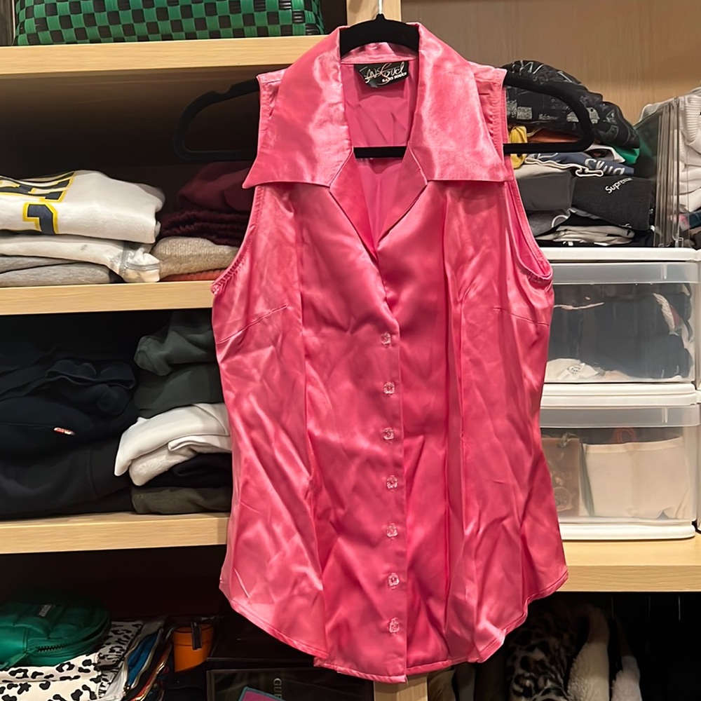 Vintage pink silk top